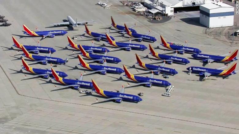 Southwest Airlines' fleet of grounded 737 MAX 8s